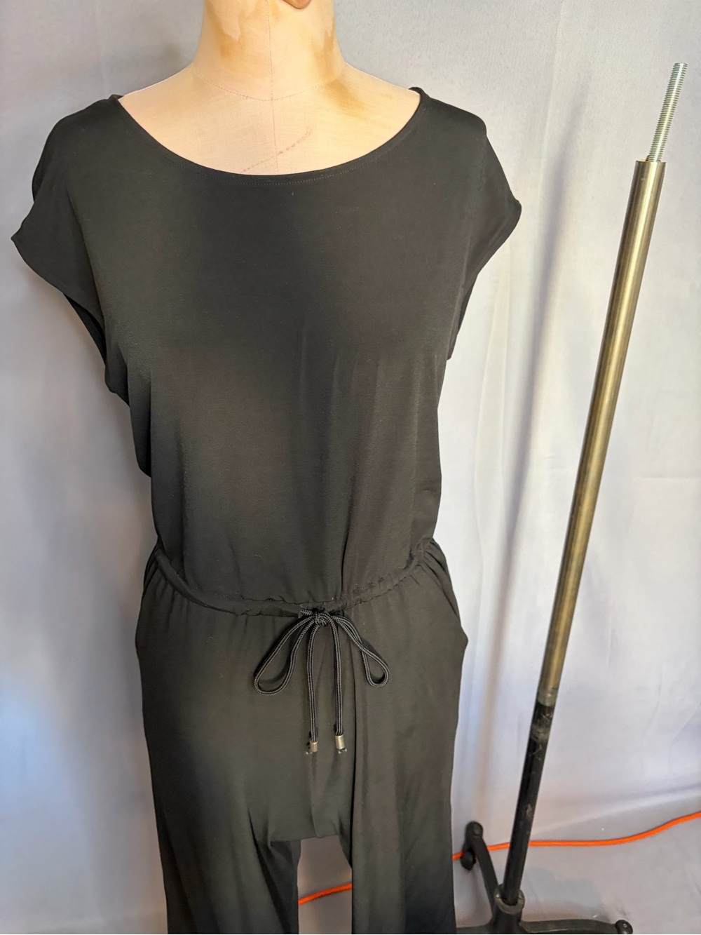 Market & Spruce Black Drawstring Jumpsuit
